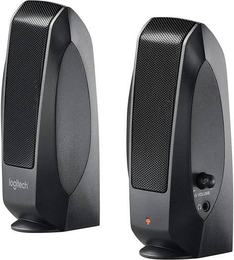 Logitech S120 2.0 Stereo Dua Speaker System, 4.4W Peak/2.2W RMS Power, Volume & Power Control Knob, Ultra-Affordable, Built-In Headphone Jack, Designed for Computer Use, Black | 980-000012 - eBuy UAE